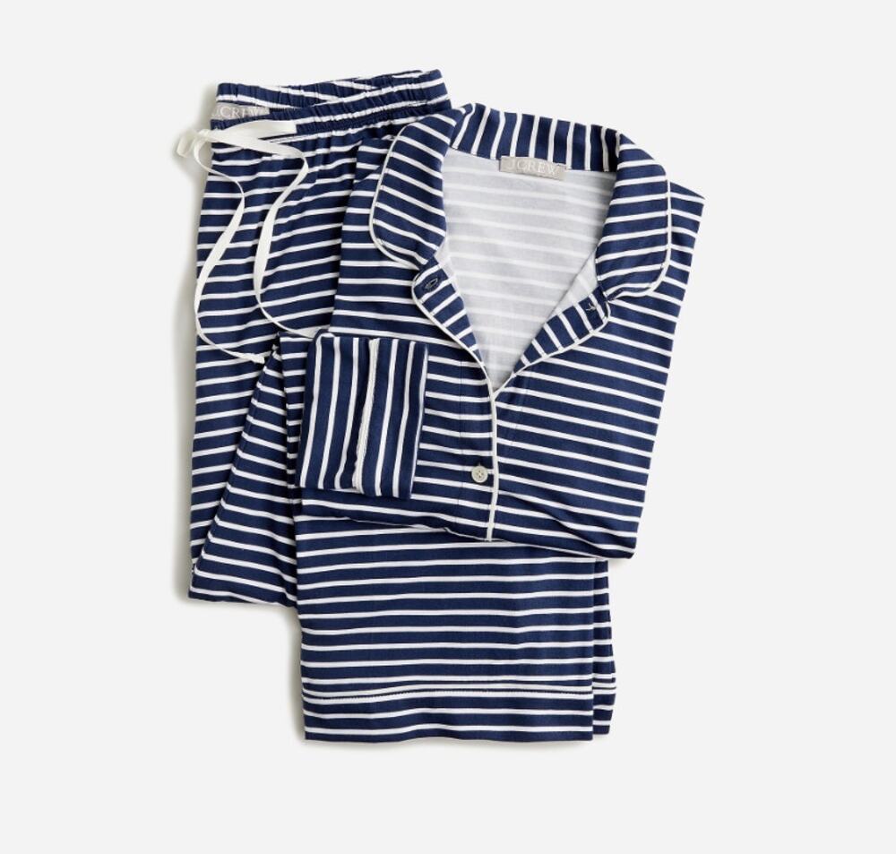 J.Crew Dreamiest Long-Sleeve Pajama Pant Set WMNS XXS Blue White Stripe Stretch